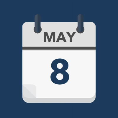 Calendar icon showing 8th May
