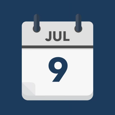 Calendar icon showing 9th July