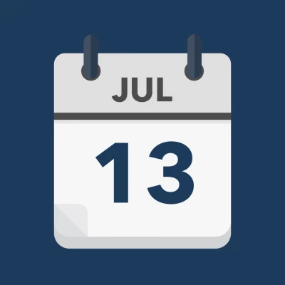 Calendar icon showing 13th July