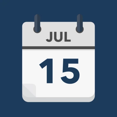 Calendar icon showing 15th July