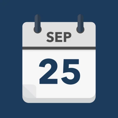 Calendar icon showing 25th September